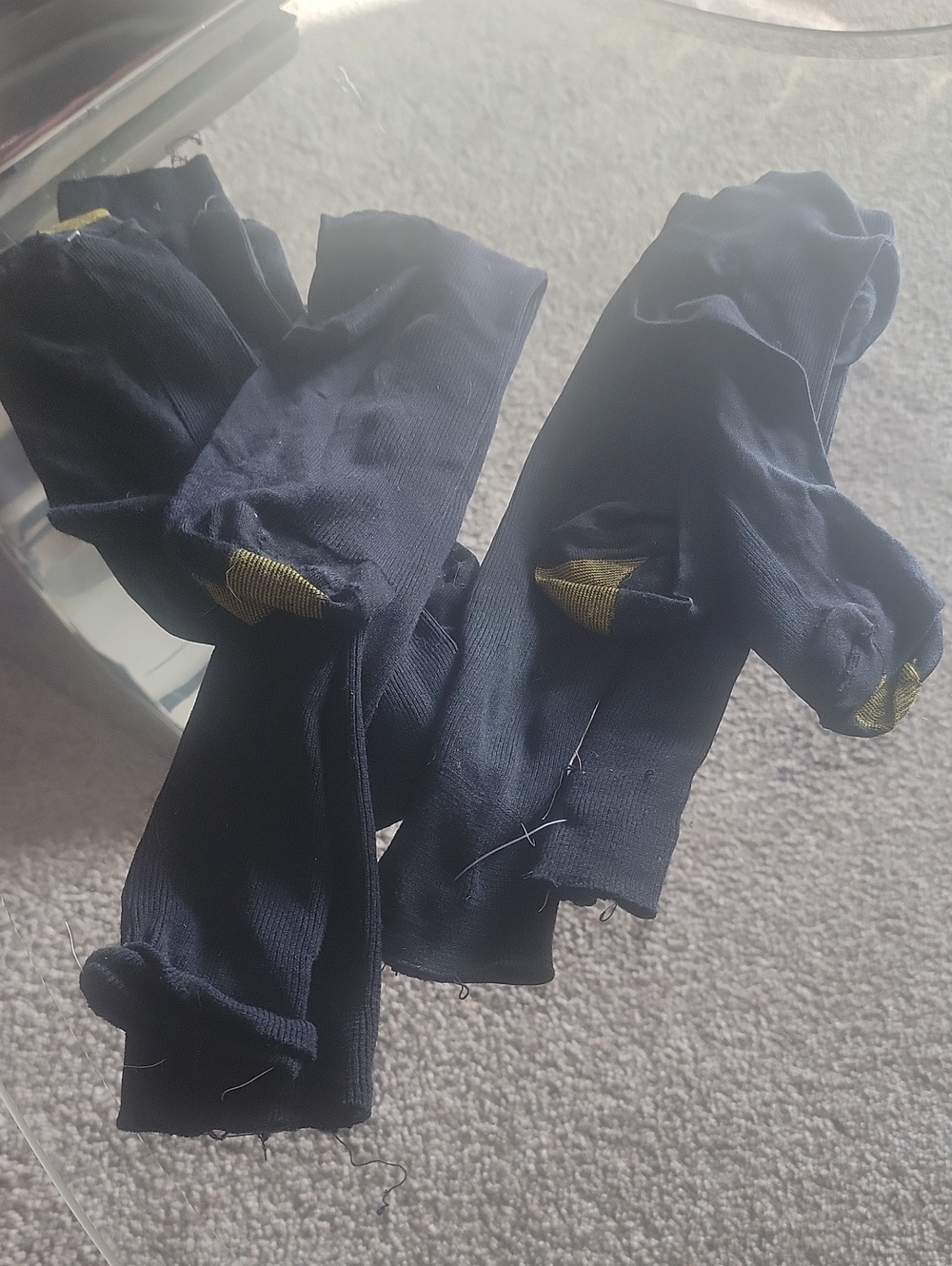 Men's Black Socks with Gold Toe Accents Lot Of 3